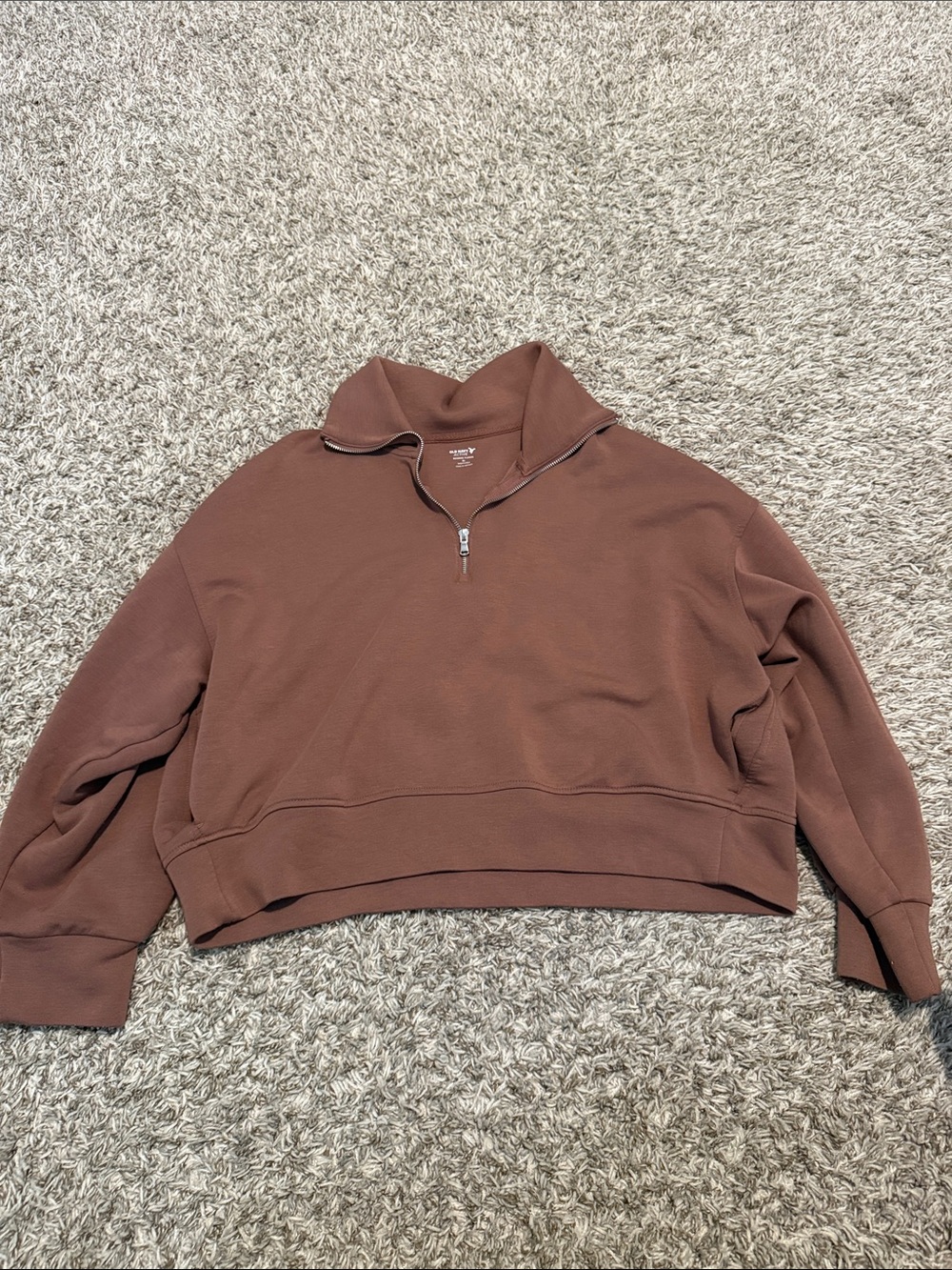 Old Navy Women's Rust Brown Cropped Half-Zip Jacket